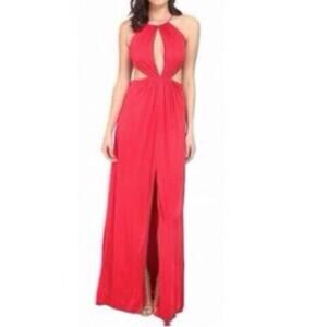 Aidan Mattox Ruby Cutout Organza Halter Maxi Dress Sleeveless 054470440 Sz 6 NWT